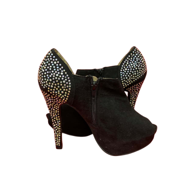  Womens Spiffy Multi-Coloured Rhinestone Size 9 Heels Black  