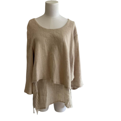 Hammock & Vine Womens multi layered l.sleeve Top Size 14 Beige 