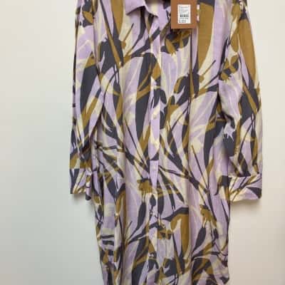 Trenery Womens  Size 14 Shirt Dress Multicoloured / Mustard / Pattern / Purple 