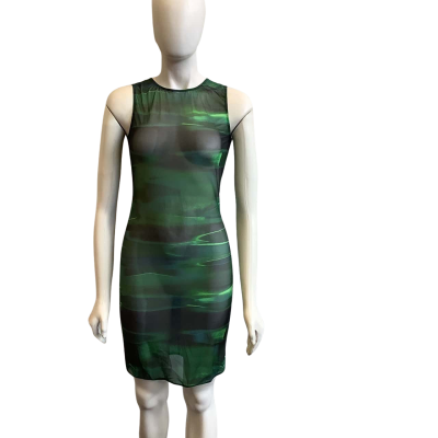 BNWT White Fox Women's Brand Size L No Rules Mini Dress Green Distortion 