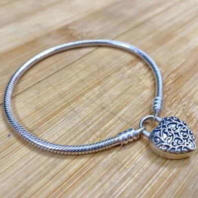 Pandora Sterling Silver Heart Lock Bracelet (Stamped 925, ALE)