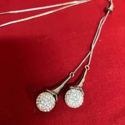  Women's Necklace Long Adjustable necklace silver toned diamonte