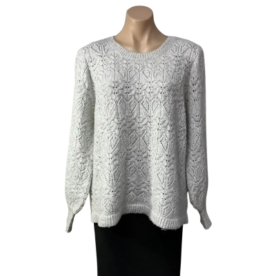 Just Jeans Womens Size 18 Grey Cable Knit Crew Neck Jumper 