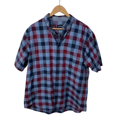 Gazman Mens Size L Blue / Red / Navy Blue Checked Short Sleeve Shirt