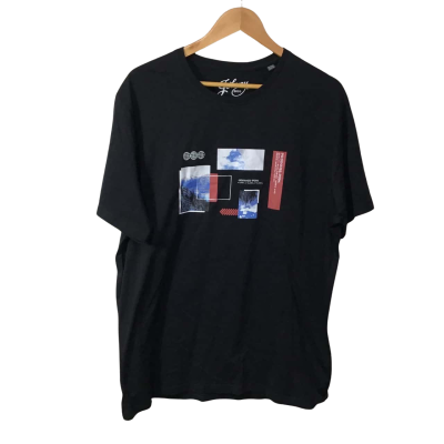 Johnny Bigg Mens Size 2XL  Black / Scenic Pattern Short Sleeve T-shirt