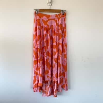 Mister Zimi Pink Orange Pattern Maxi Skirt  Size 8
