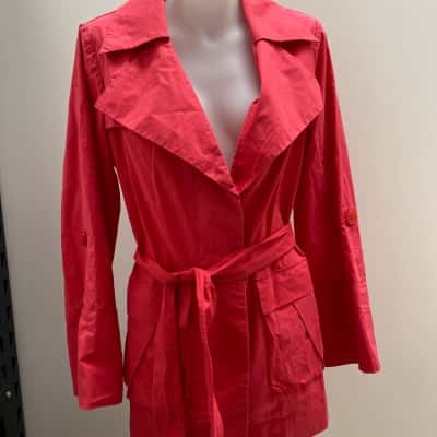 David Lawrence Womens  Size 10 Trench Coat Coral 