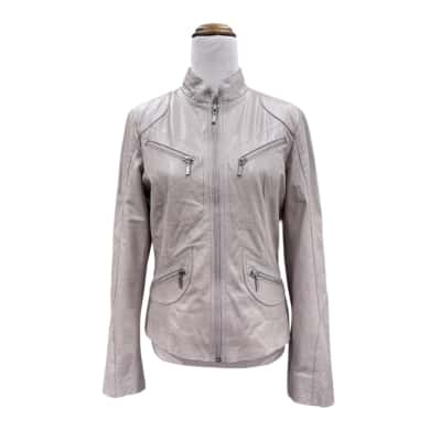 Siricco Womens Leather Jacket Size XS Beige 
