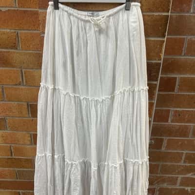 Ghanda Womens  Size S Maxi Skirt White 