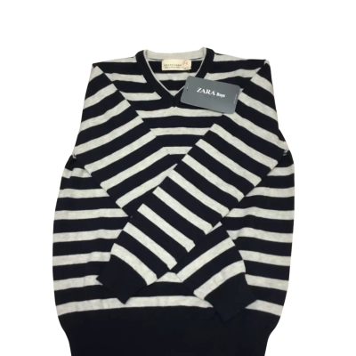 Zara Boys Knitwear 7-8 Years Navy & Grey Long Sleeve Jumper - BNWT - RRP$169