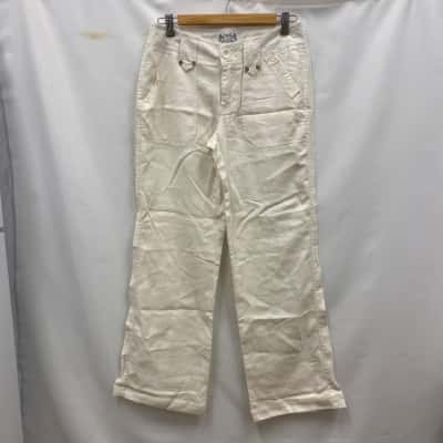 Esprit Women's 100% Linen Pants Size 6 Off White 