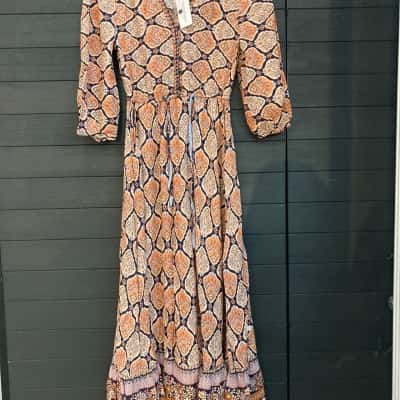 Rockmans Womens (11) Size 8 Casual Dress Black  / Orange 