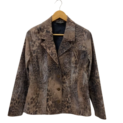  Geoff Bade Womens  Size 12 Blazer Animal print 