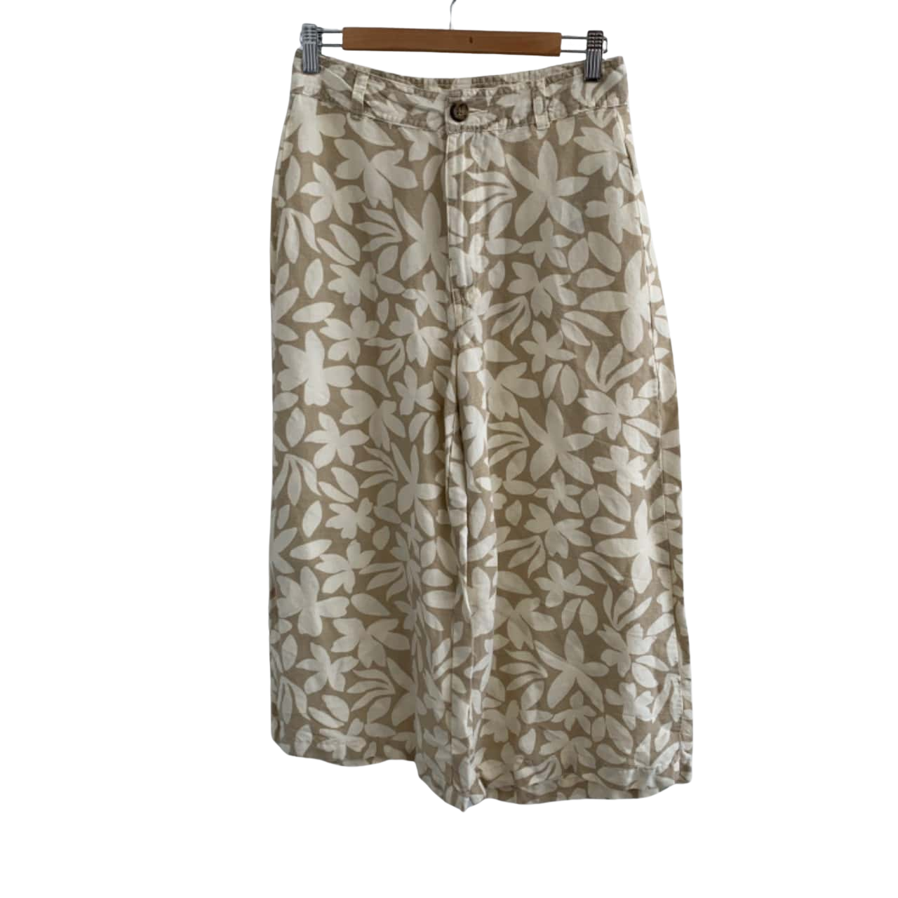 Calvin Klein Womens Cropped Linen Pants Brown Size Medium