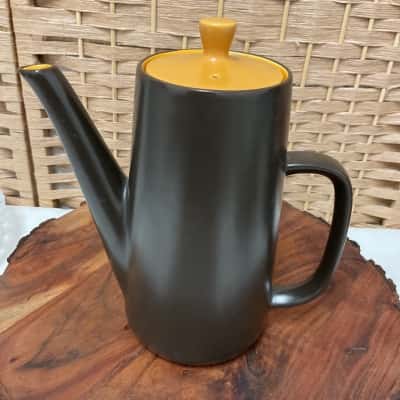 Vintage MIKASA Japanese Teapot Stoneware Terra Orange Lid Mid Century Modern Retro Coffee Pot