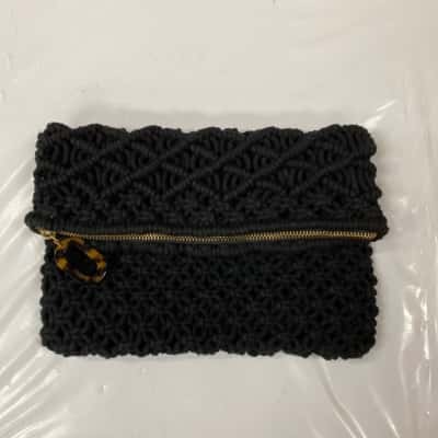 Seed Heritage Womens Woven fold over Clutch Black  