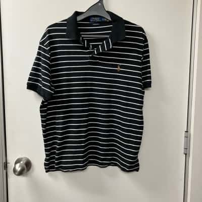 Polo Ralph Lauren Mens  Size L Polo Shirt Black  / Striped / White 