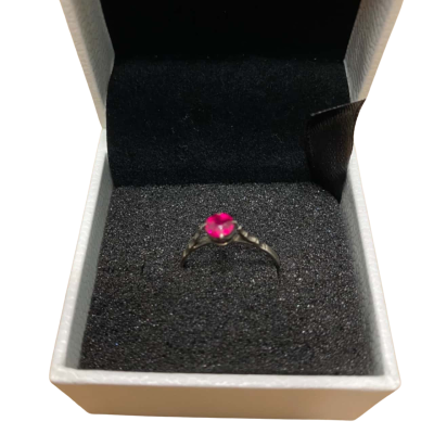 Silver with Stone Ring Black  / Red 