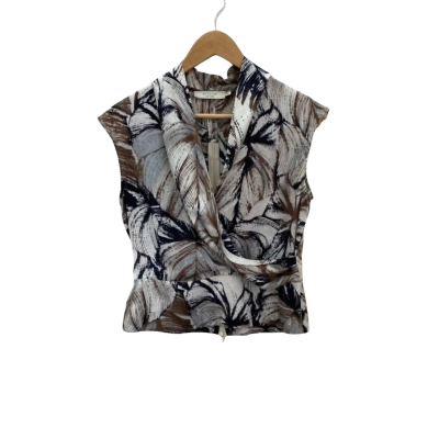 Stitches Petites Womens  Size 8 Sleeveless Top Brown / Black / Grey 