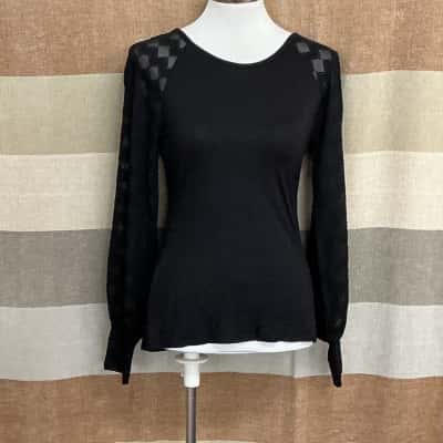 Karen Millen Womens  Size 10 Long Sleeve Top Black  