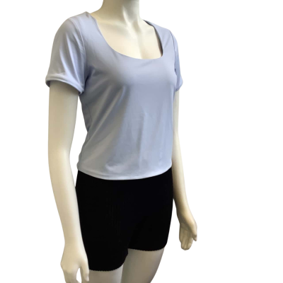 Brand New Saba Womens  Size M Scoop Neck Short Sleeve Top Sky Blue