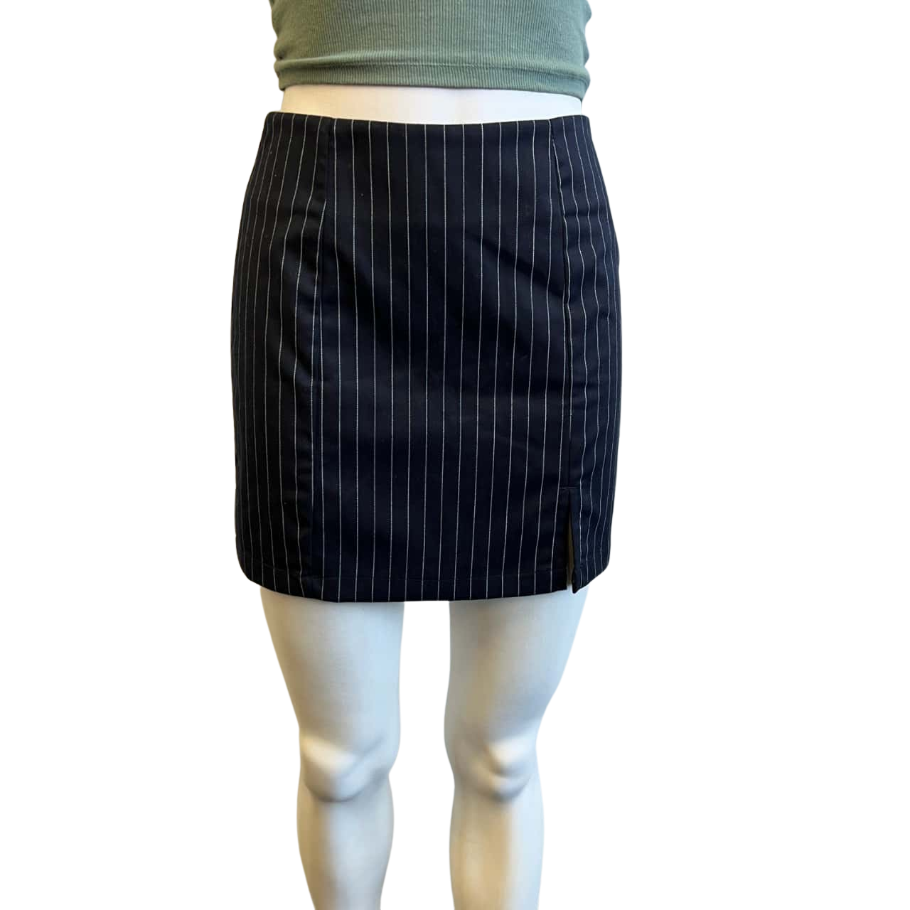 Glassons Womens Size 8 Pinstripe Mini Skirt Black