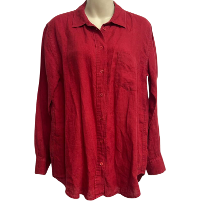Country Road Womens Size 10 Button Up Top / Long Sleeve Top Red 