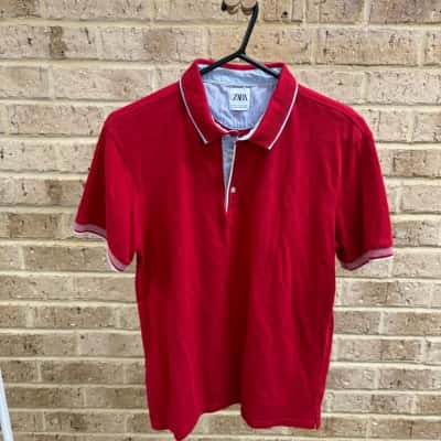 Zara Mens red polo shirt Size M 