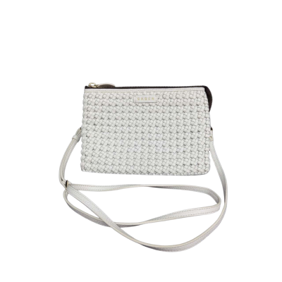  Sabin Woven Leather Cross Body Bag White 