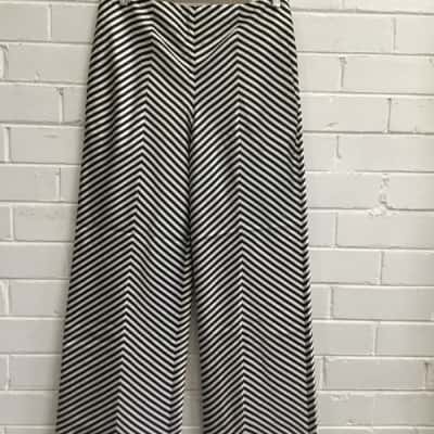 Sass & Bide Womens  Size 12 Wide Leg Pants Black  / Striped / White 