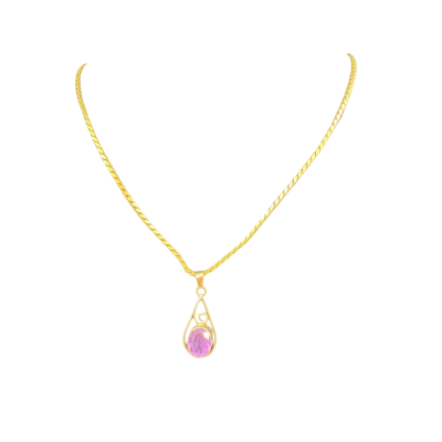  Womens Necklace Gold / Purple Amethyst 