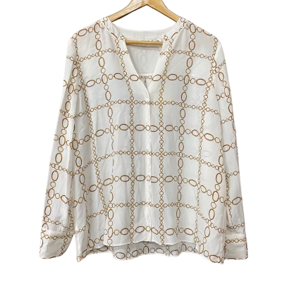 BNWT Country Road Womens Size 16 Blouse Chain Pattern White Silk Blouse 