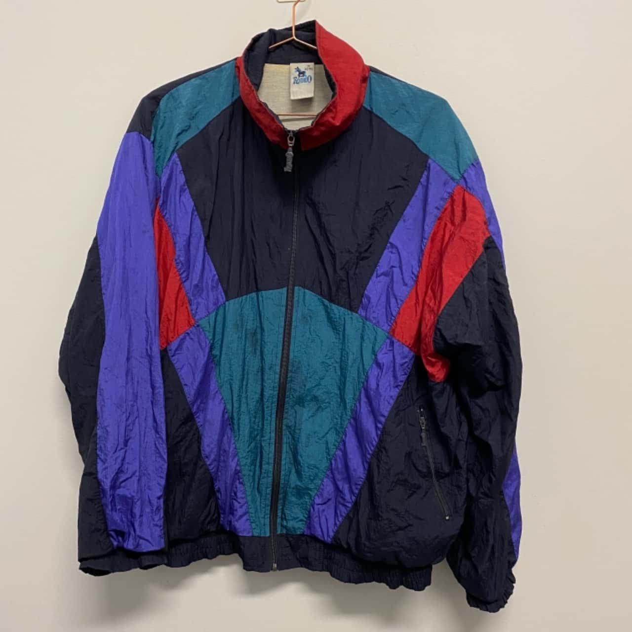 Vintage Rodeo Mens Windbreaker Size M Green / Navy Blue / Purple / Red (s)