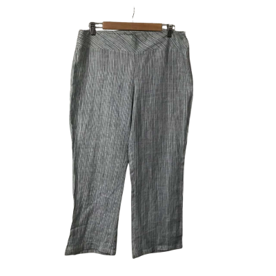 Gordon Smith BASIC Womens Size 12 White / Grey / Silver Striped Linen Pants
