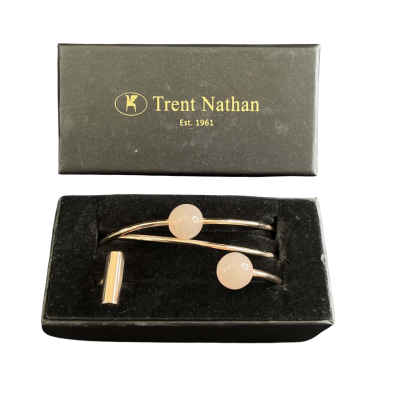 Trent Nathan Womens Bangle collection (2) Pink stone bead  / Rose Gold- tone