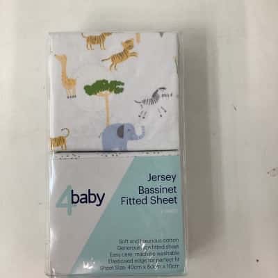 4baby Jersey Bassinet Fitted sheet set elephant tiger zebra pattern