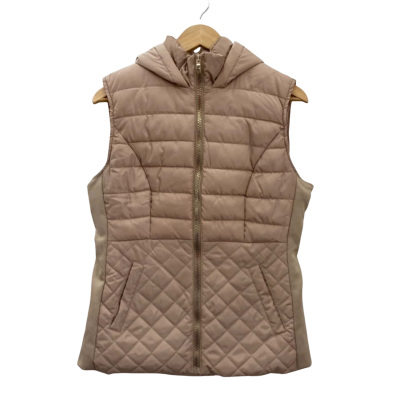 Cisono Womens  Size M Puffer Vest Beige Hooded