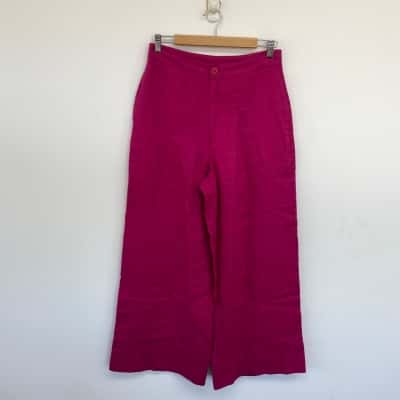 ELK Hot Pink French Linen Wide Leg Pants  Size 10 