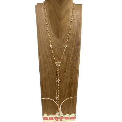 Vintage Avon Fashion Womens Necklace Gold Tone Floral Lariat Necklace with Box