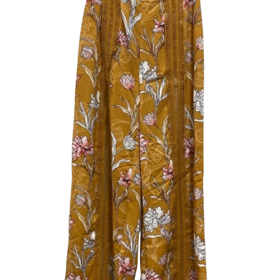 Finders Keepers Womens  Size 10 Casual Pants / Flared Pants / High Waisted Pants / Wide Leg Pants Floral / Mustard / Pink  / White 