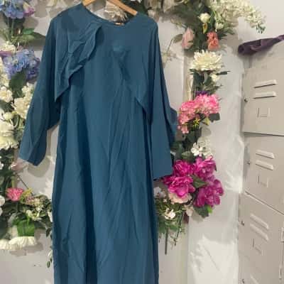 COS Size Eur.L Maxi Dress Blue silk, floating sleeve 