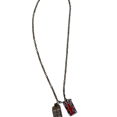 Dr Who Tardis and Union Jack Womens Necklace Silver 