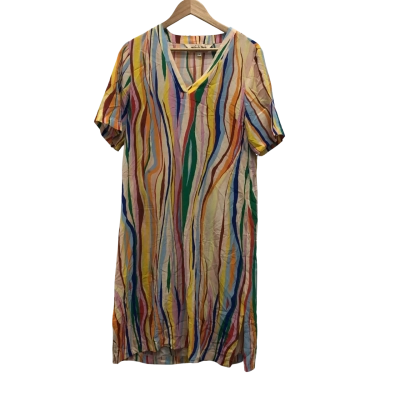 Gorman X Mireia Ruiz Womens  Size 12 Silk Midi Dress Multicoloured / Striped 