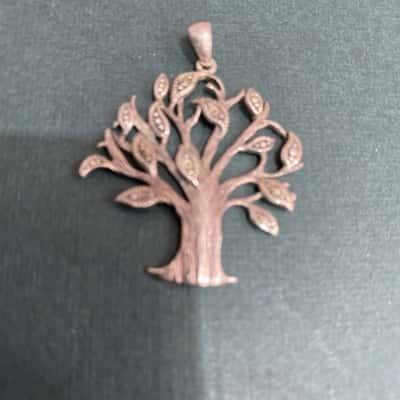 925 Sterling Silver Tree of Life Pendant with accent stones