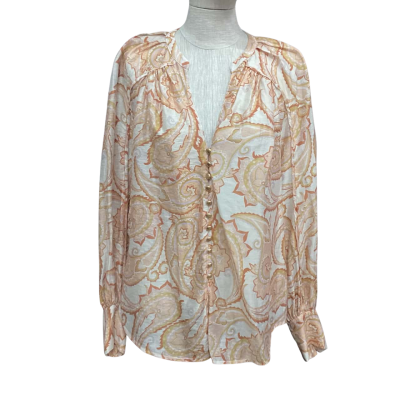 Sheike Womens  Size 10 Long Sleeve Shirt Beige / Brown 