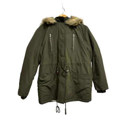 Forever 21, Mens,  Size L, sage green jacket with fur hood