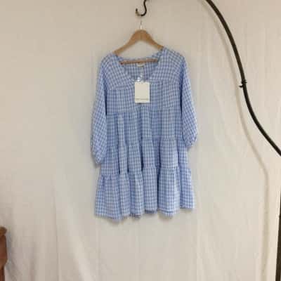 Dear Siouxsie  Women's Size 6 Long Sleeve Dress Blue / White 