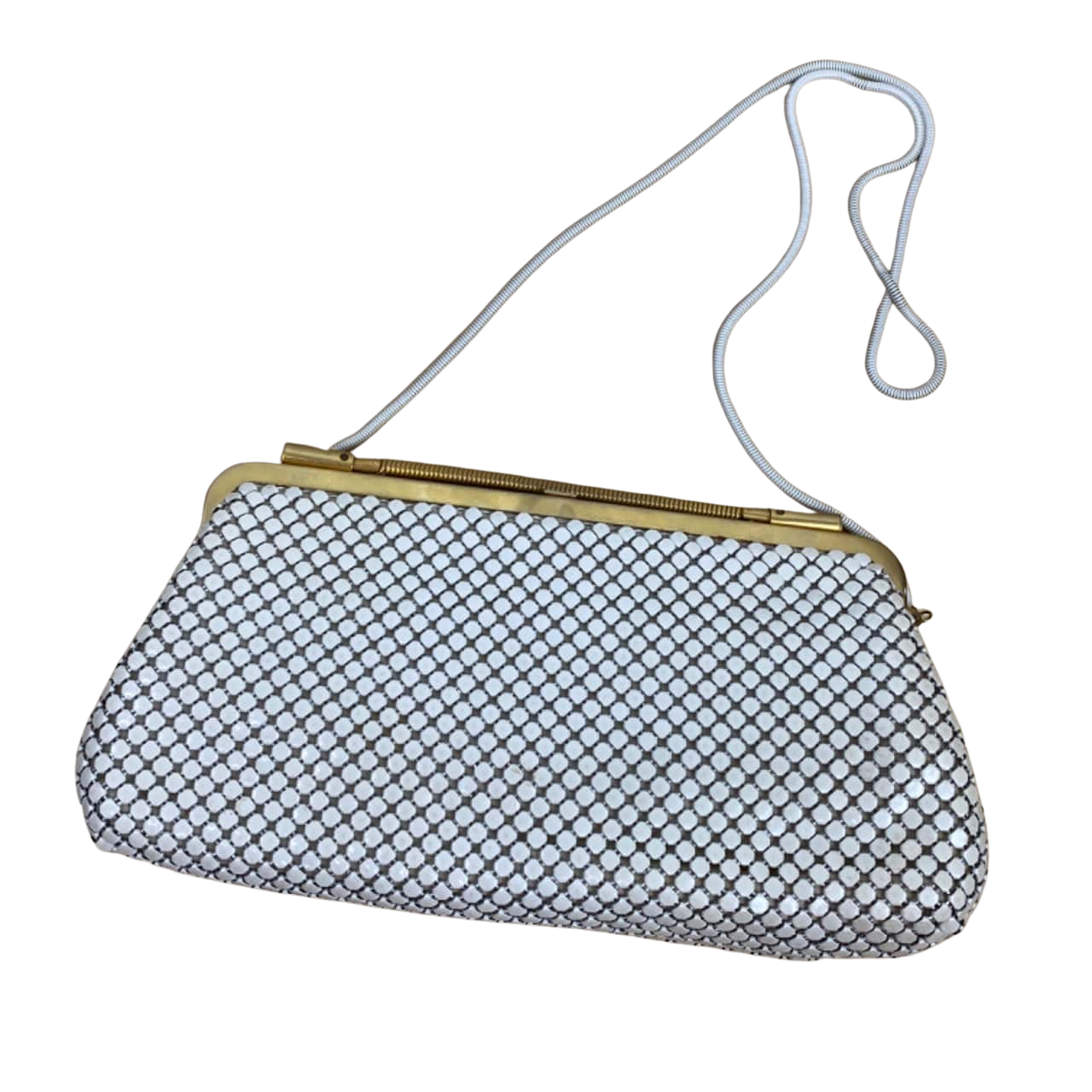 Mesh Handbag Vintage Aluminium Metal Mesh Handbag / Clutch White - Made In Hong Kong(s)