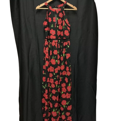 Crossroads Womens  Size 10 Maxi Dress Black  / Green / Red 