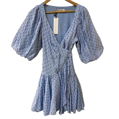 Daisy Says Size S Blue/Floral Mini Wrap Dress 